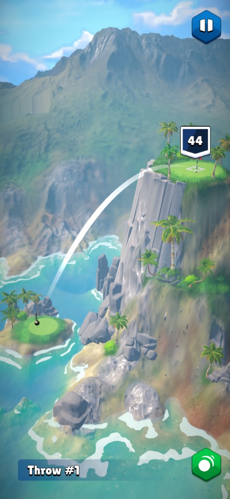 Aiming a shot across the cliffs